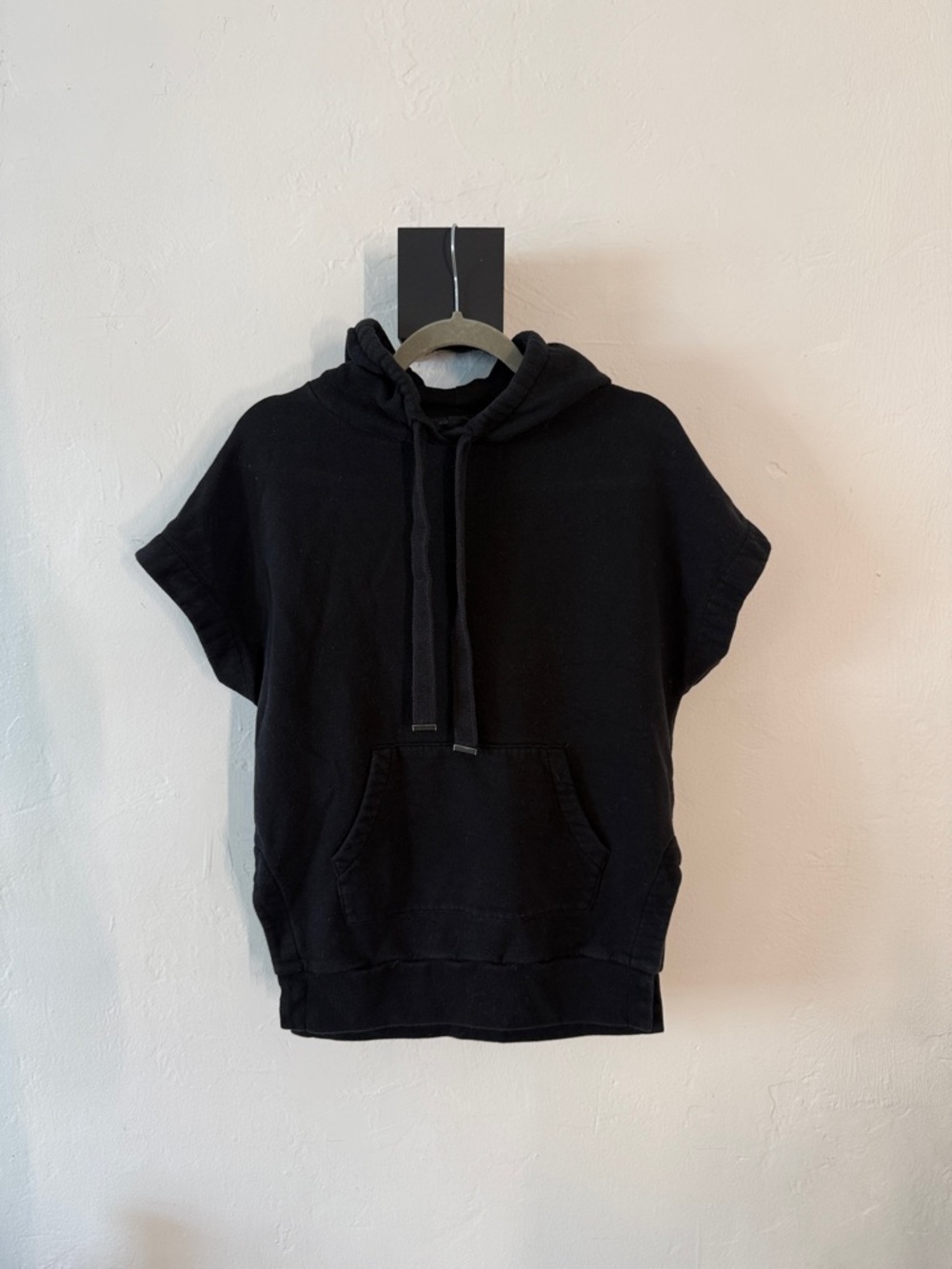 All Saints Short-Sleeve Hooded Sweatshirt in Black